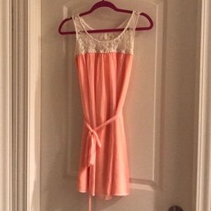 Lace, peaches colored dress, size small